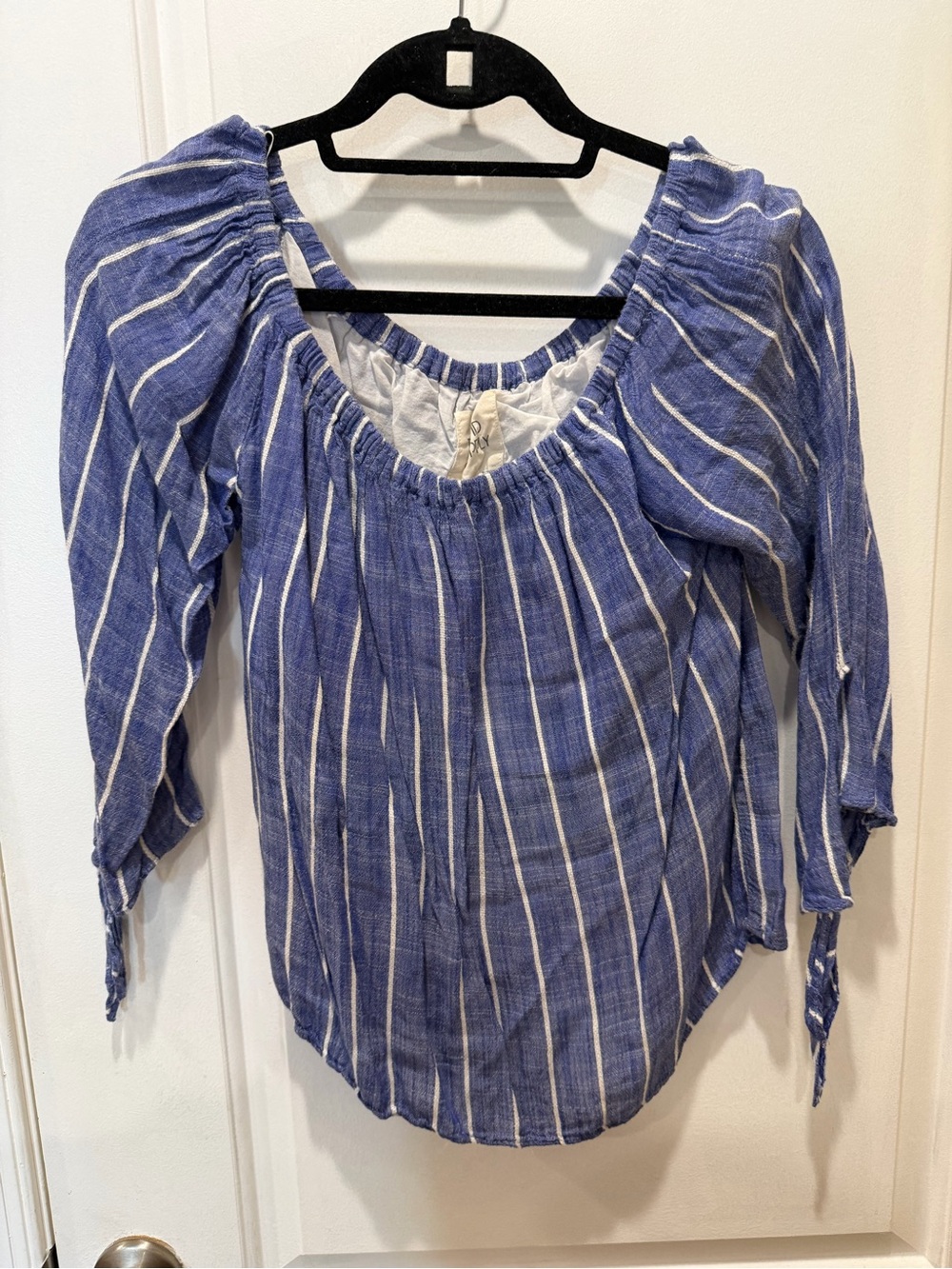 Thread & Supply Blue and White Striped Peasant Top